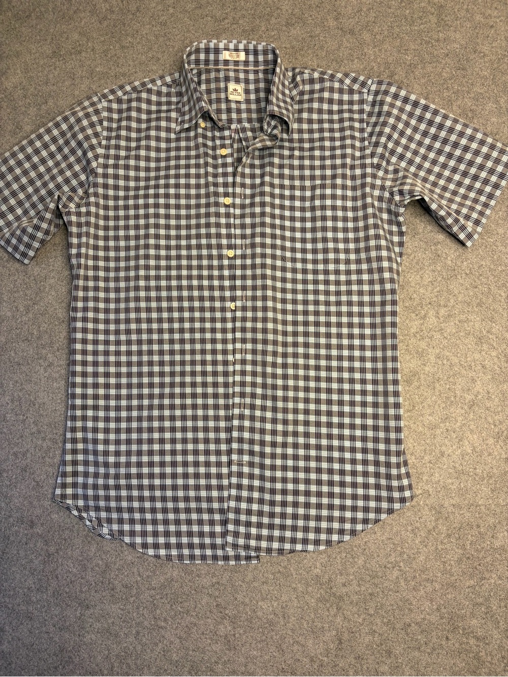 Peter Millar Short-Sleeve Button-Down Check Shirt - Gray & Blue